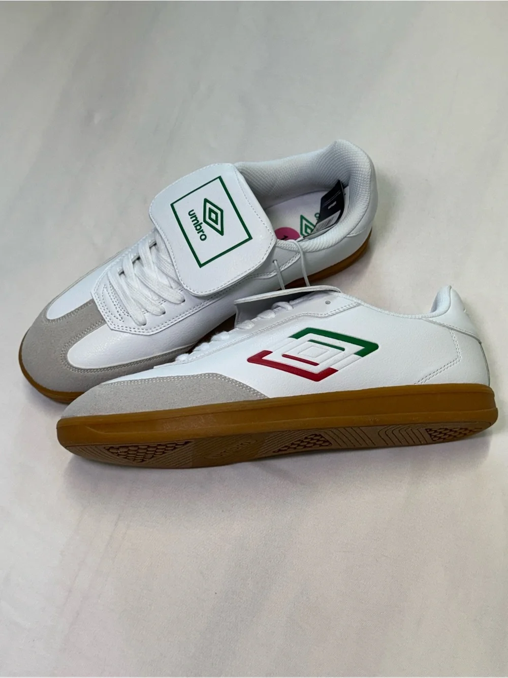 Umbro White Sneakers with Gray Suede Accents